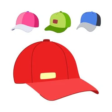 Group of colorful baseball caps on white background イラスト素材