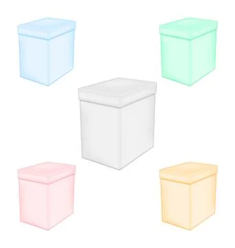 Group colorful closed unprinted boxes Stock Illustration