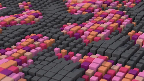 Group of colorful cubes morphing, close-up. Abstract animation, 3d render. Stock Footage 220932047