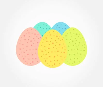 Group of colorful Easter eggs. Vector illustration. Stock Illustration