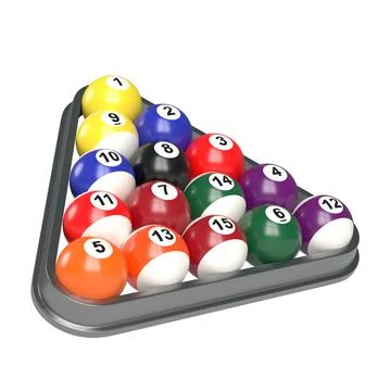 Group of colorful glossy pool game balls with numbers inside billiards triangle イラスト素材