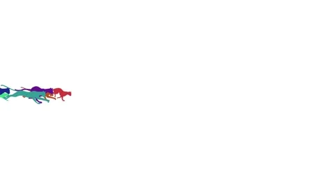 Group of Colorful Running Cats on a White Background Stock Footage 60660176