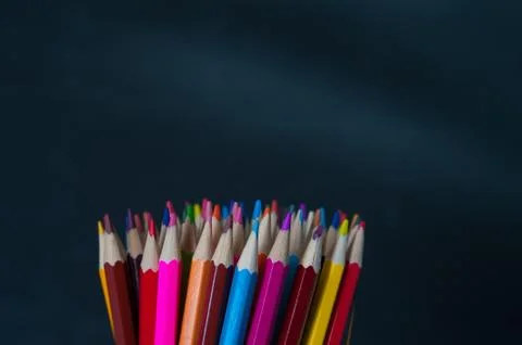 Group of colorful sharpened pencils Stock Photos