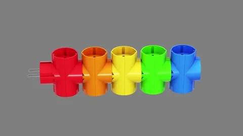 Group of a colorful tees. Gray back. 3D render Stock Footage 286233791