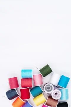 Group of colorful thread put at the bottom of background,show texture and det Foto stock