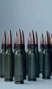 Group of Combat Bullets Lined Up Front View Stock Photos