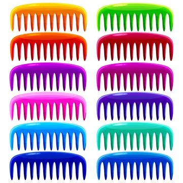 Group of combs of different colors Illustrazione stock