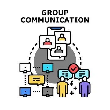 Group communication concept involving digital connection and online collabo.. Stock Illustration