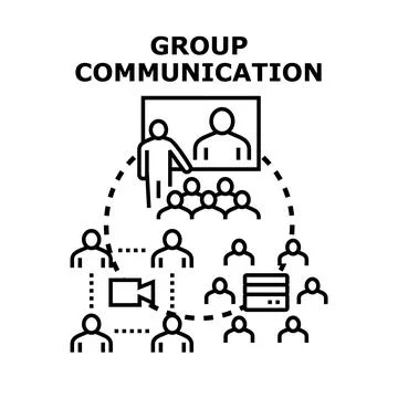 Group communication concept for online collaboration and teamwork Ilustración de archivo