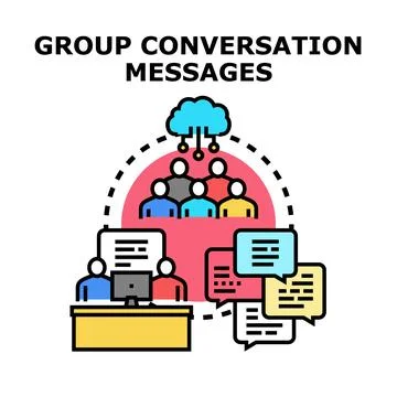 Group communication messages sharing information cloud computing Stock Illustration