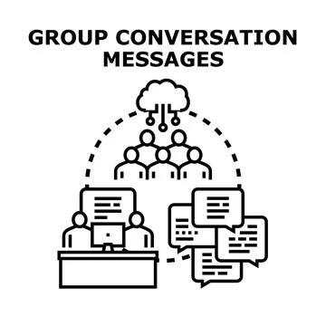 Group communication messages sharing information cloud computing Stock Illustration