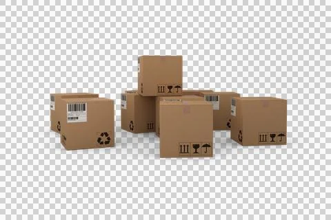 Group of computer graphic cardboard boxes Stock Illustration