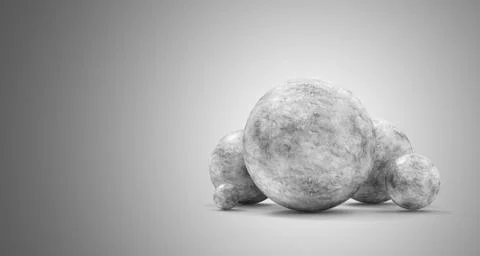 Group of Concrete Spheres on gradient background. イラスト素材