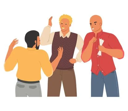 Group conflict vector angry man workers yelling Stock Illustration
