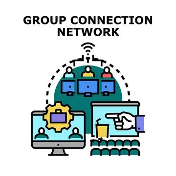 Group connection network collaboration and online meeting Stock Illustration