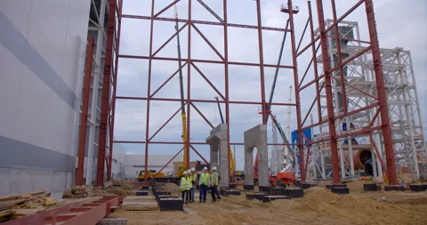 A group of construction managers who came to control the construction process  Stock Footage 161992472