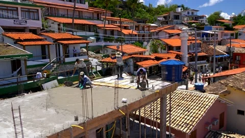 A group of construction workers cementing the floor. Stock Footage 149765705