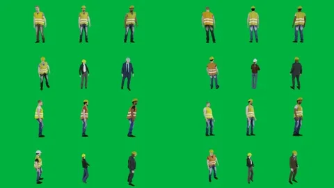 A group of construction workers on green screen and people standing together Vídeos de archivo 333002793