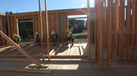 Group of construction workers staning up wall Video stock 47531546
