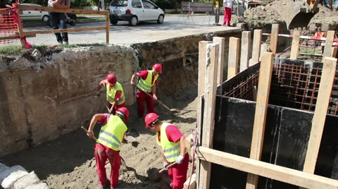 Group of Construction Workers at Work Stock Footage 29408225