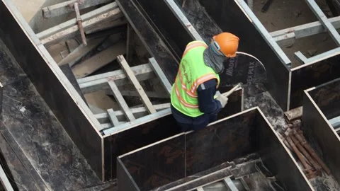 Group of construction workers working on a building framework. Stock Footage 316701233