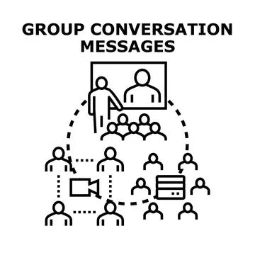 Group conversation messages connecting people online Stock Illustration