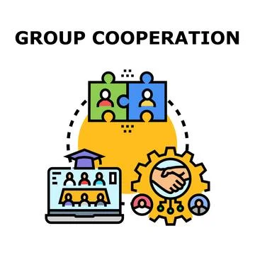 Group cooperation concept for business teamwork development Stock Illustration