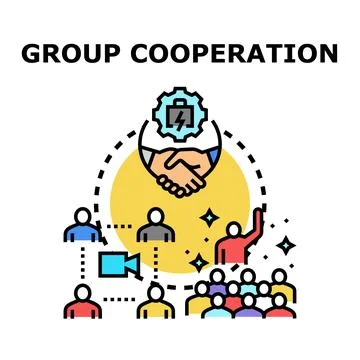 Group cooperation facilitating business teamwork and communication Stock Illustration