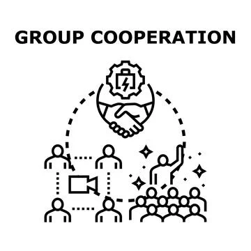 Group cooperation facilitating business teamwork and communication Stock Illustration