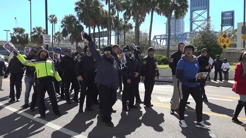 Group of Cops Marching 1 Stock Footage 128445865