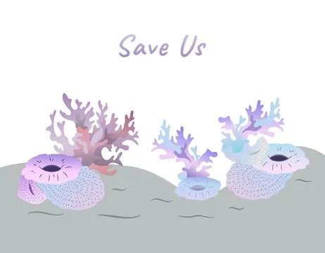 A group of coral reef vector for global warming campaign Illustrazione stock