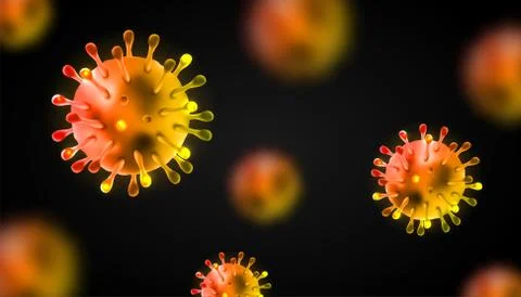 Group of Coronaviruses 3d realistic vector in dark blue background. corona vi Stock-Illustration