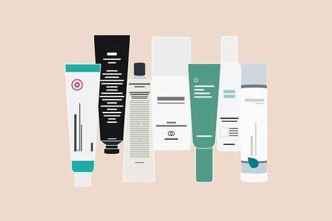Group of cosmetics products Stock Illustration