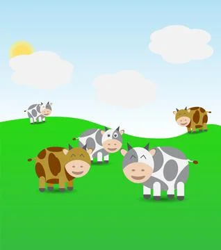 Group of cows vector Stock Illustration