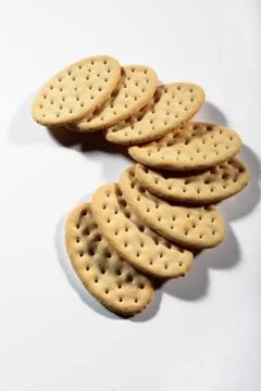 Group of crackers in a semicircle on white Stock Photos