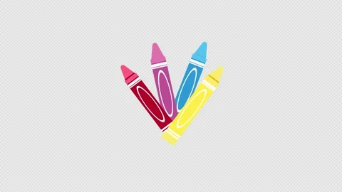 A group of crayon icon concept loop animation video with alpha channel Stock Footage 270159189