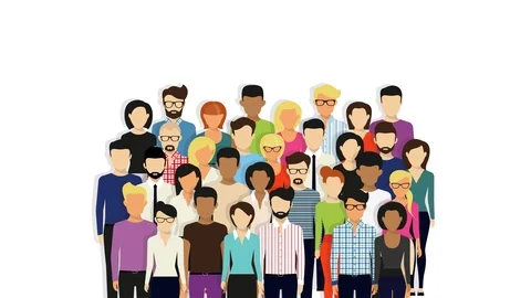 Group of creative people as a community isolated on white Stock Footage 114490632