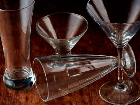 Group of crystal glasses Stock Photos
