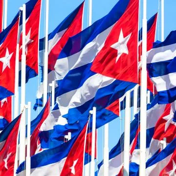 Group of cuban flags Stock Photos