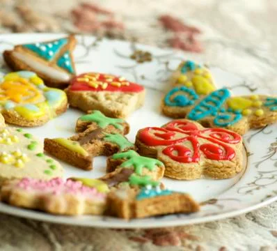 Group of cupcakes and biscuits Stock Photos