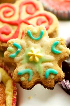 Group of cupcakes and biscuits Stock Photos
