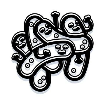 Group of cute cartoon germs or microbes multiplying Stock Illustration