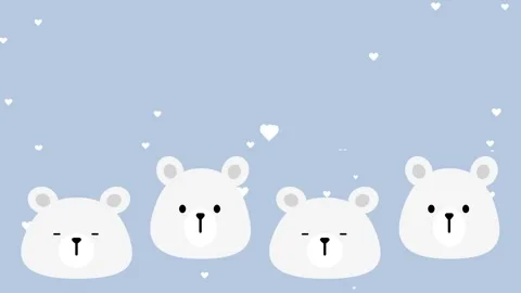 Group of Cute Polar Bears Snowy Blue Winter Illustration Stock Footage 336837229