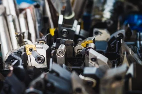 Group of cutting tools close up beautiful light Stock Photos
