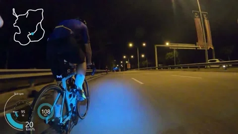 Group cycling at night on a highway at high speed training for race Stock Footage 144238053