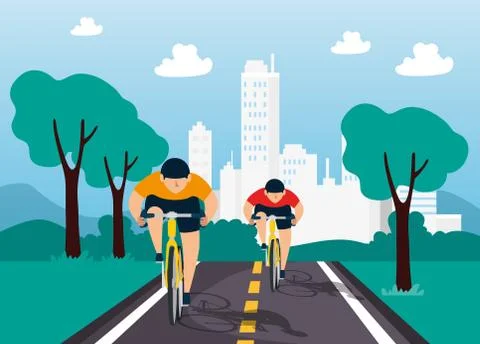 Group of cyclists in championship Stock Illustration