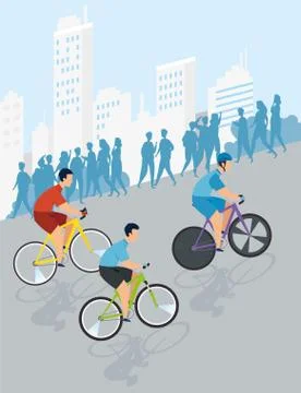 Group of cyclists in championship Stock Illustration
