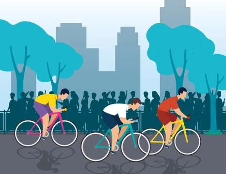 Group of cyclists in championship Stock Illustration