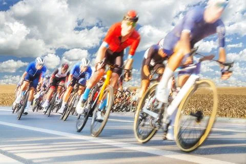 Group of Cyclists During a Race Stock Photos