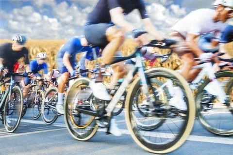 Group of Cyclists During a Race Stock Photos